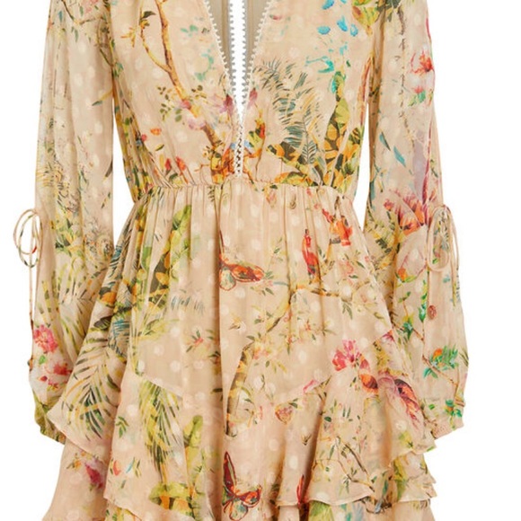 ✴️ NWT HEMANT & NANDITA Veena Floral Dress long Sleeve Size Small Yellow - Picture 2 of 13